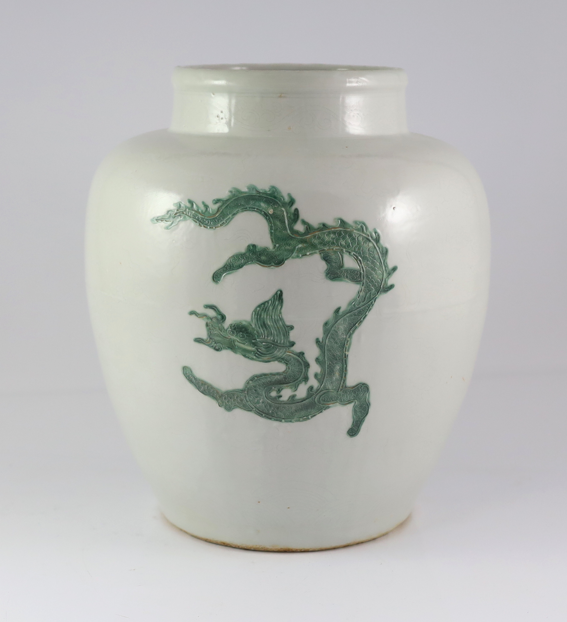 An unusual Chinese Ming style ‘dragon’ jar, 20th century